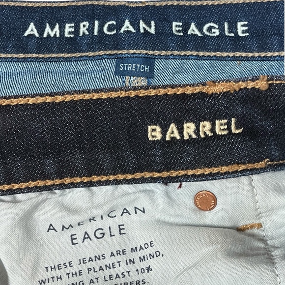 AMERICAN EAGLE Cotton Blend Dark Wash Barrel 5 Pocket Jeans US Sz 12 Regular - Picture 4 of 9